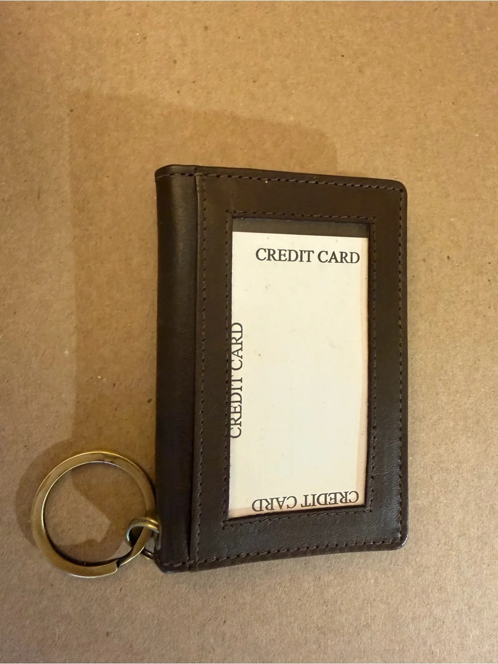 Leather Key Card Wallet - Brown CLAVA